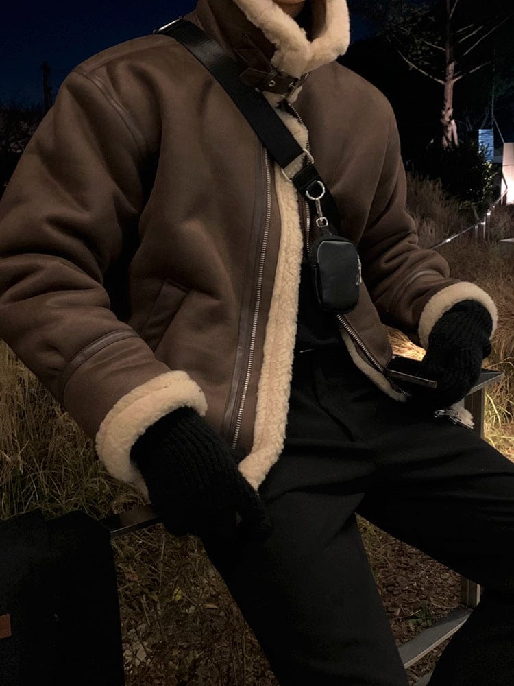 Warm Men's Aviator Wool Lined Winter Coat - OutfitLondon