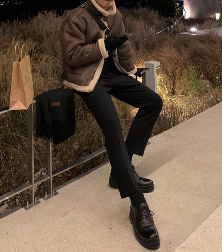Warm Men's Aviator Wool Lined Winter Coat