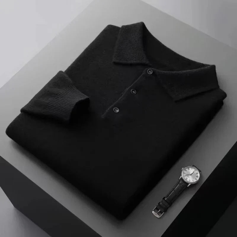 Classic Fit Long Sleeve Polo Shirt Men