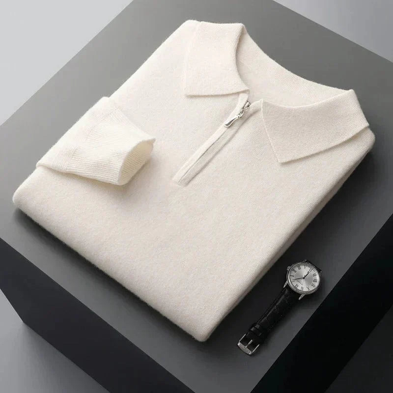Warm Crew Neck Zip Up Men's Sweater