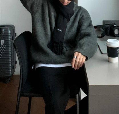 Relaxed Fit Long Knit Cardigan Sweater
