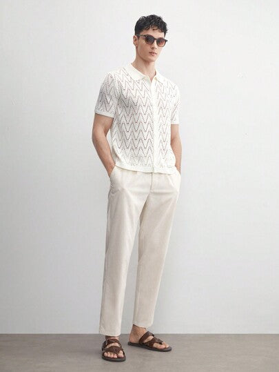 Classic Light Beige Linen Pants - OutfitLondon