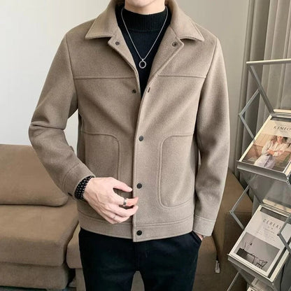 Relaxed Fit Button Wool Men's Coat