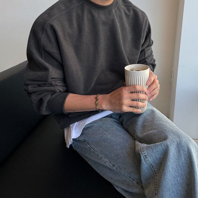 Large Fit Crew Neck Sweatshirt Men - OutfitLondon