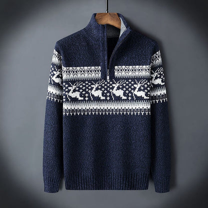 Warm Festive Mens Quarter Zip Xmas Sweater