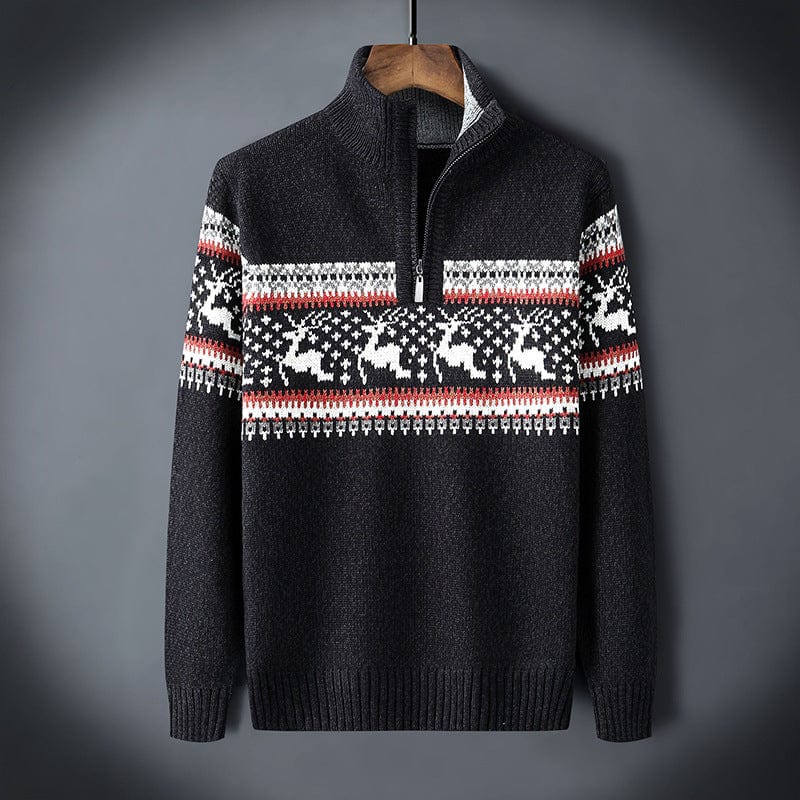 Warm Festive Mens Quarter Zip Xmas Sweater