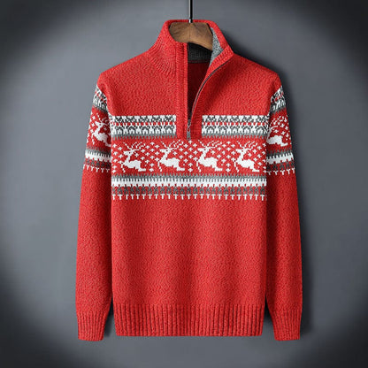 Warm Festive Mens Quarter Zip Xmas Sweater