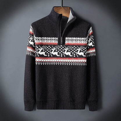Warm Festive Mens Quarter Zip Xmas Sweater