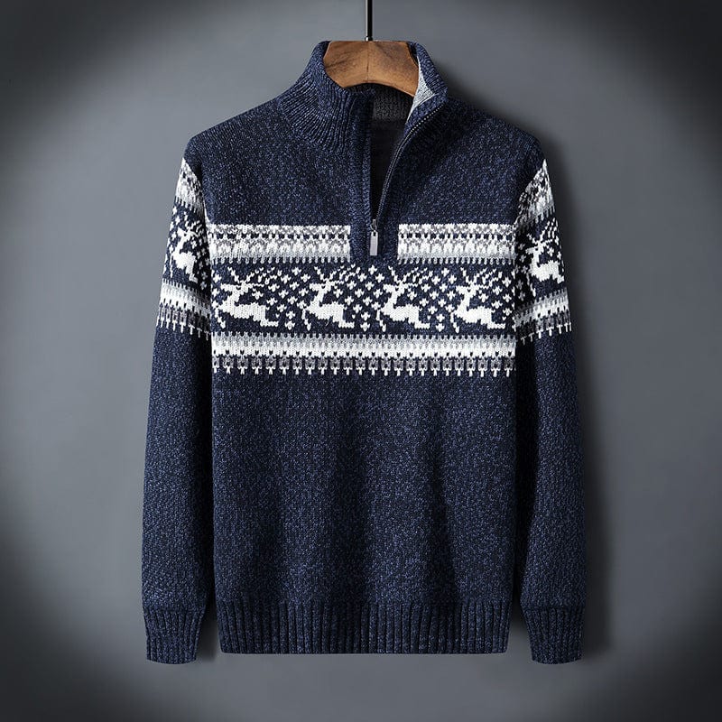 Warm Festive Mens Quarter Zip Xmas Sweater