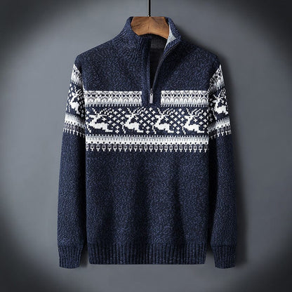 Warm Festive Mens Quarter Zip Xmas Sweater