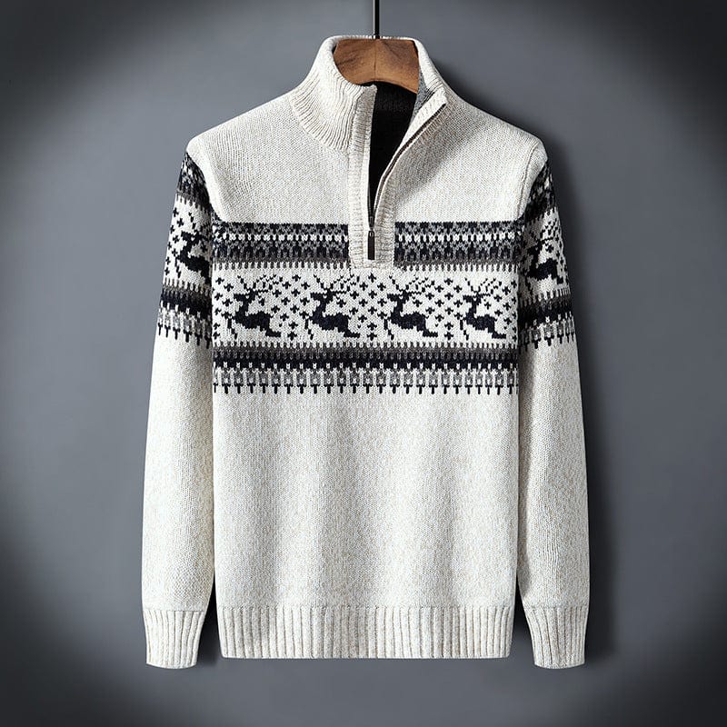 Warm Festive Mens Quarter Zip Xmas Sweater