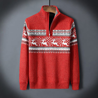 Warm Festive Mens Quarter Zip Xmas Sweater