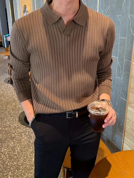 Classic Fit Textured Polo Neck Sweater