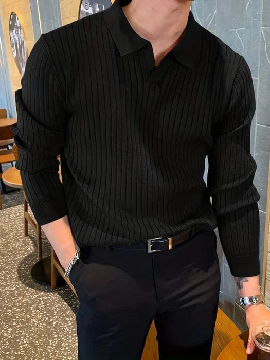 Classic Fit Textured Polo Neck Sweater