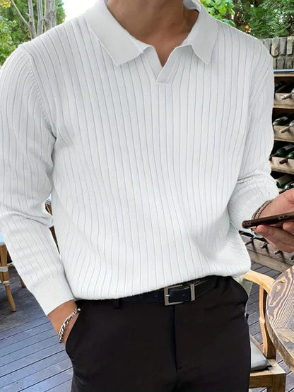 Classic Fit Textured Polo Neck Sweater