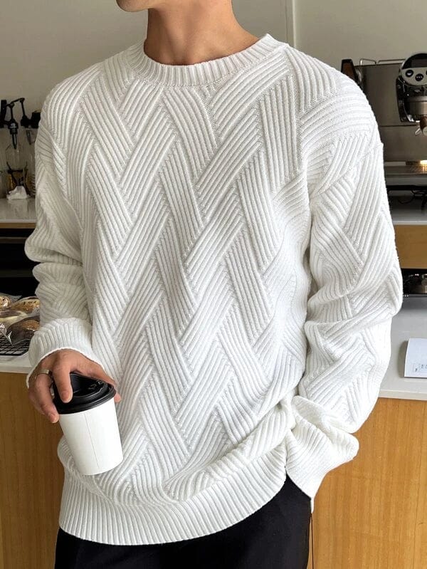 Warm Thick Knit Crew Neck Sweater For Men - OutfitLondon