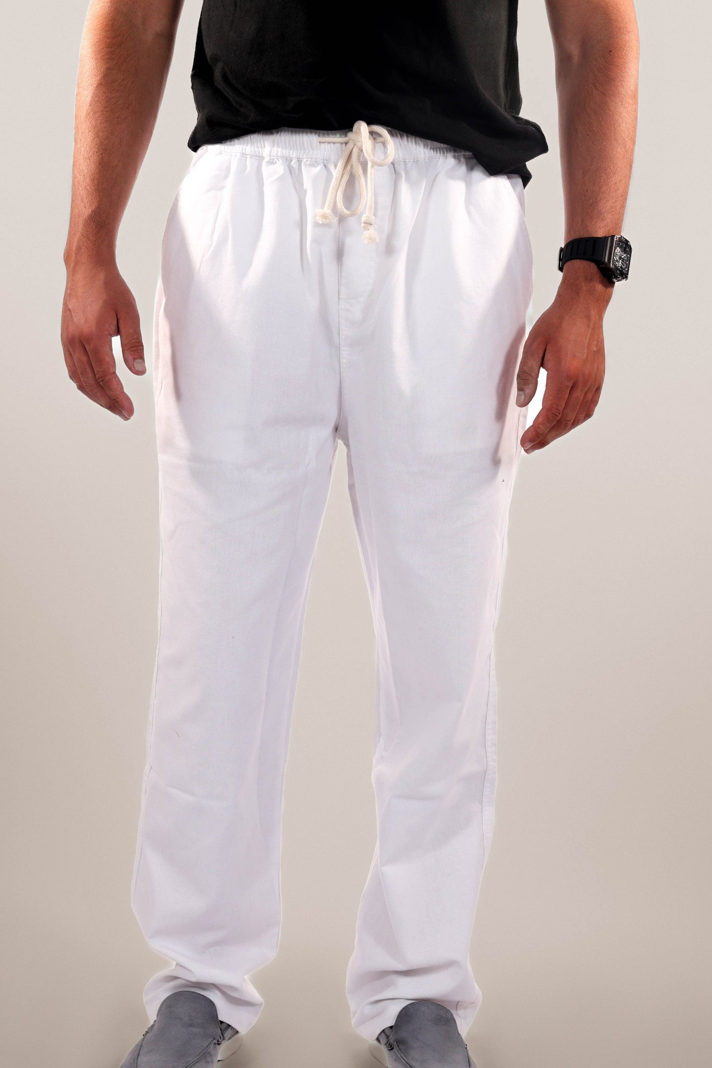 Casual Beige Linen Pants For Men - OutfitLondon