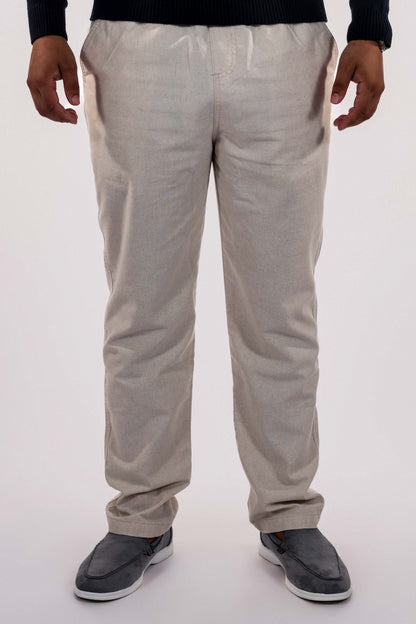 Casual Beige Linen Pants For Men