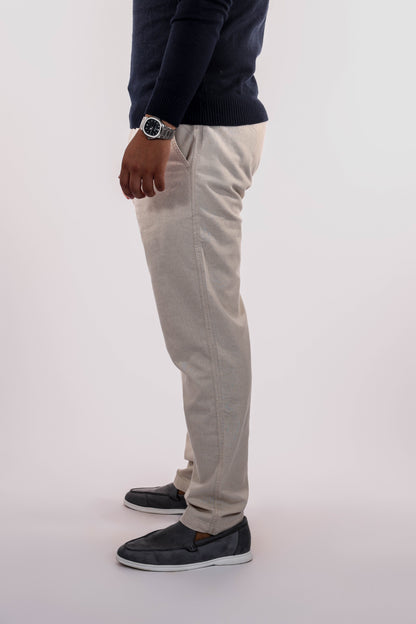 Casual Beige Linen Pants For Men
