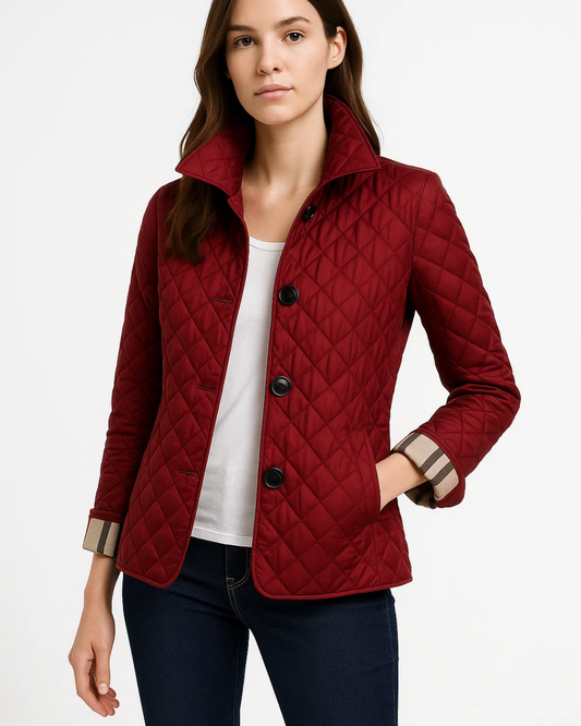 Women's Quilted Jacket Button Front Closure - OutfitLondon