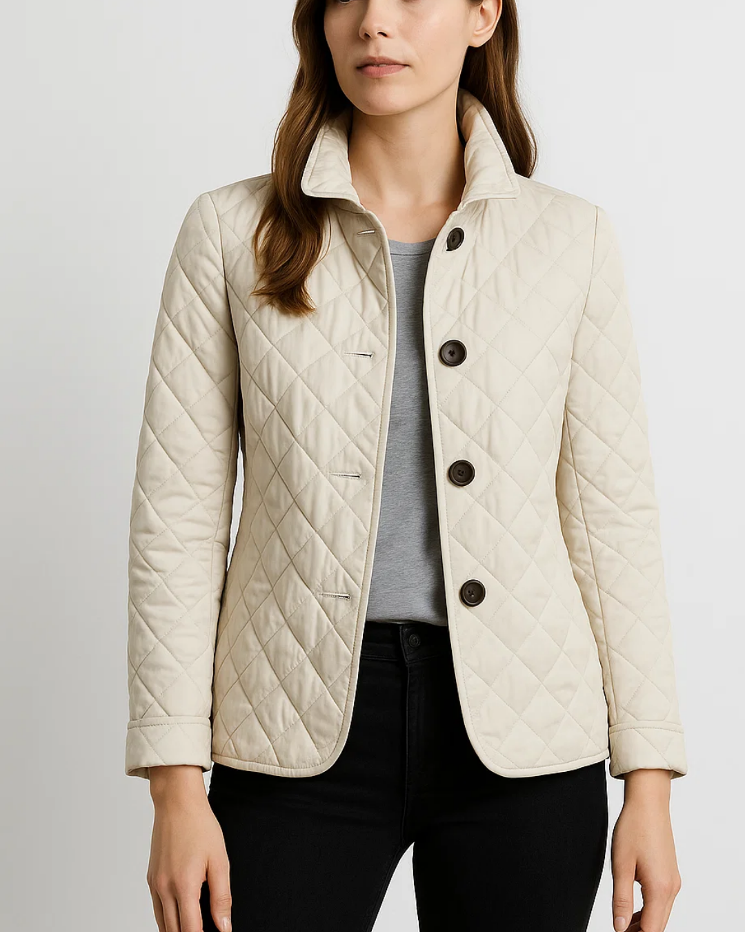 Women's Quilted Jacket Button Front Closure