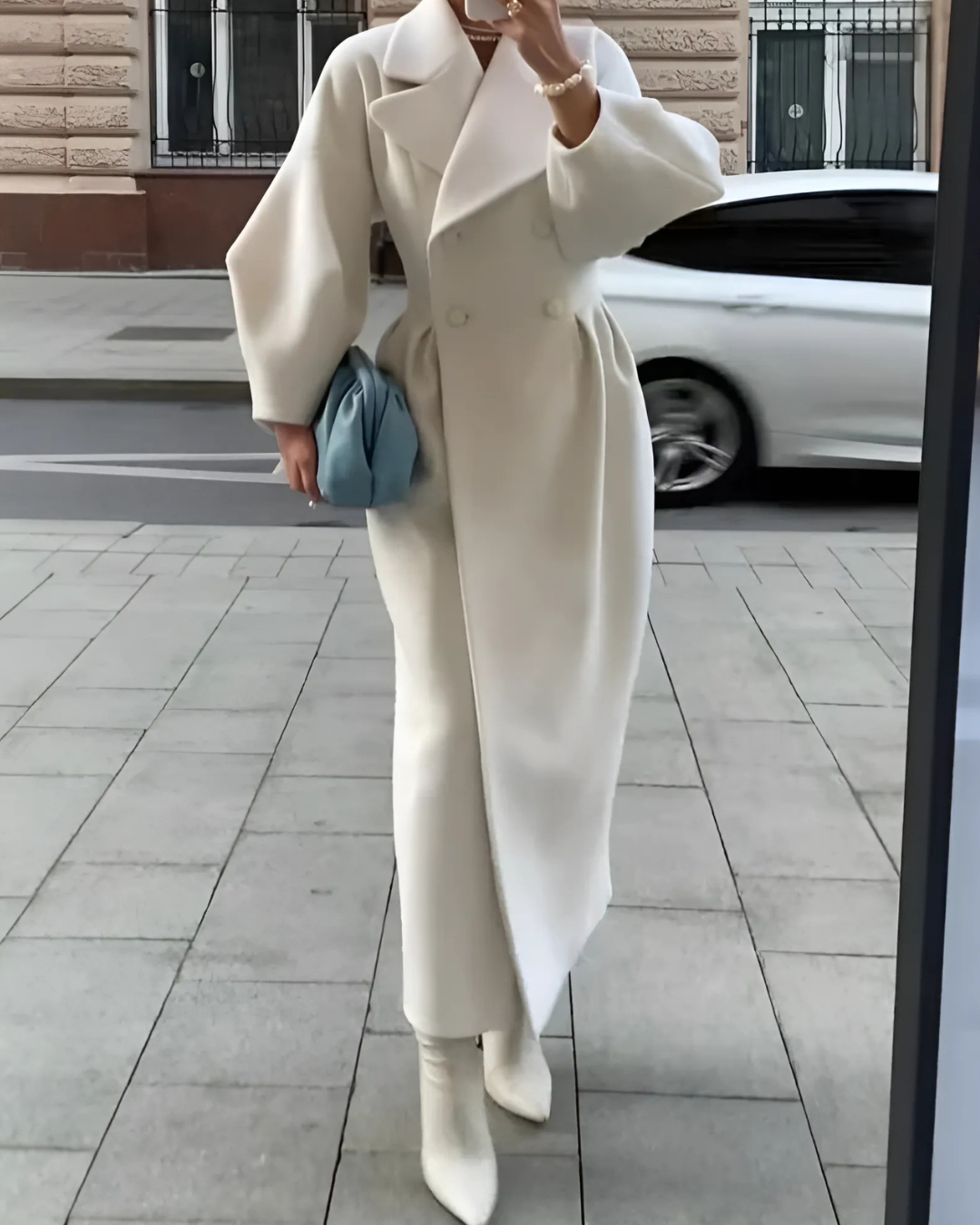 Women's Full-Length Elegant Wool Coat - OutfitLondon