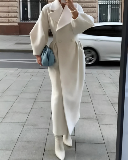 Women's Full-Length Elegant Wool Coat - OutfitLondon