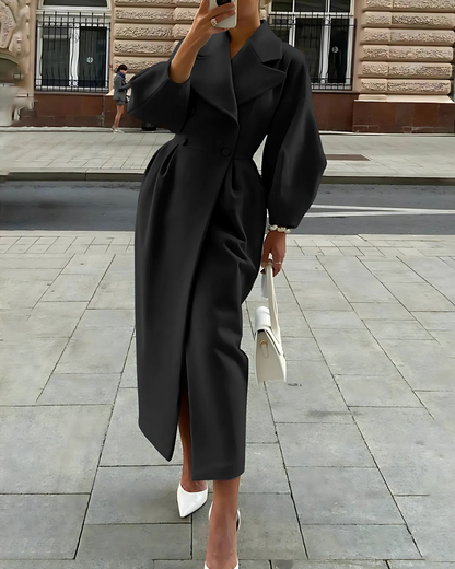 Women's Full-Length Elegant Wool Coat