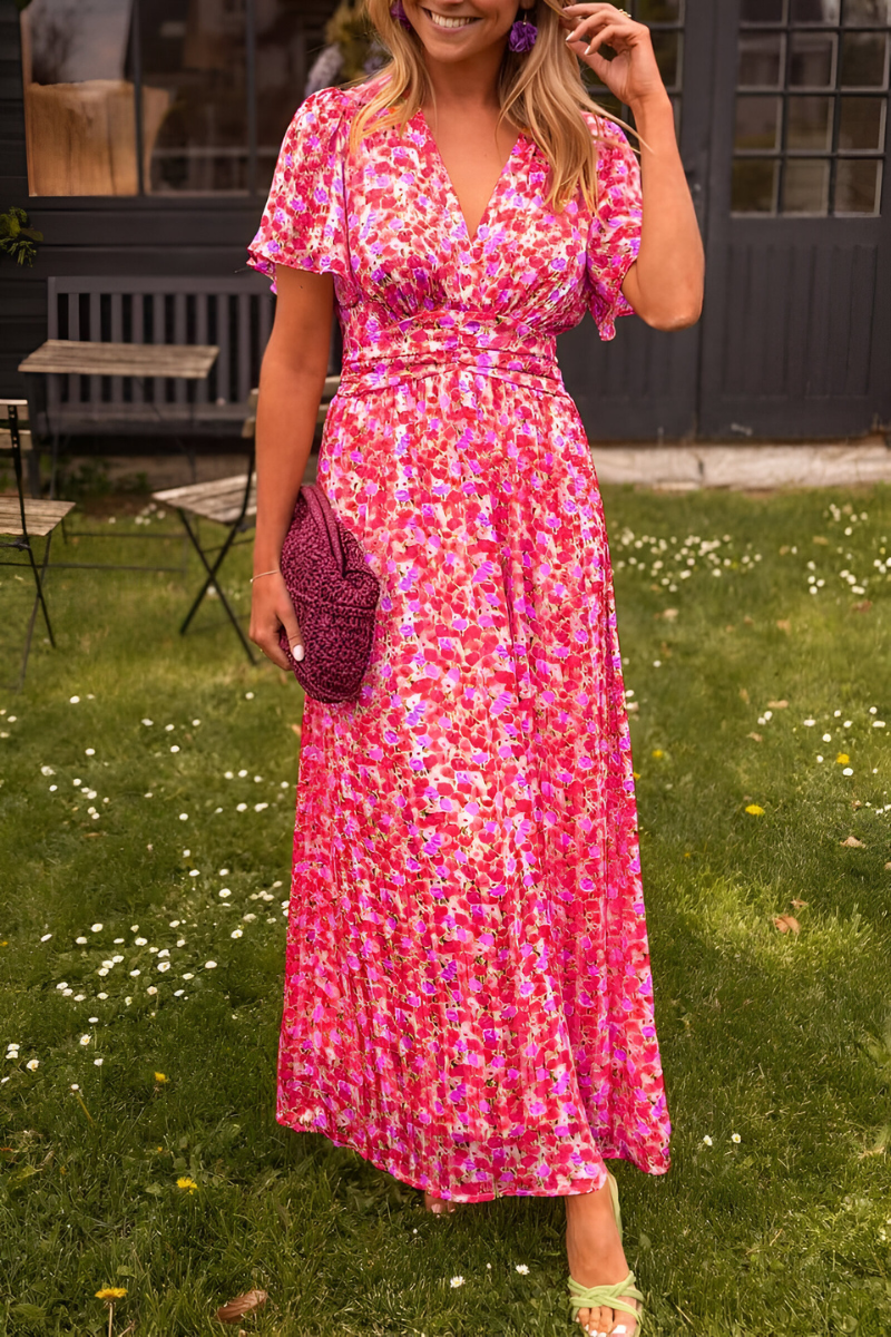 Women's Floral V-Neck Maxi Dress
