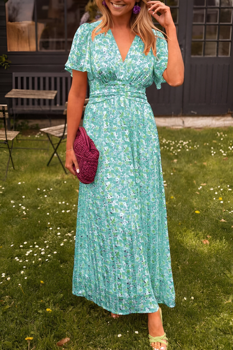 Women's Floral V-Neck Maxi Dress