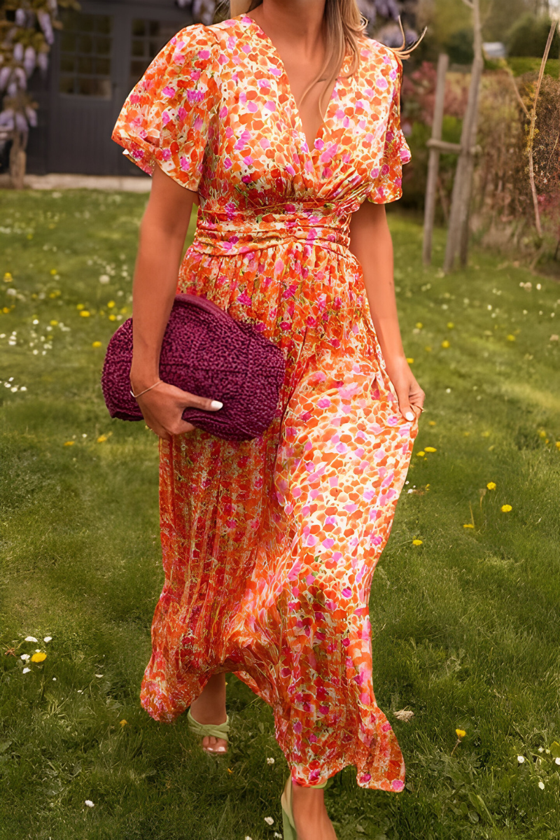 Women's Floral V-Neck Maxi Dress