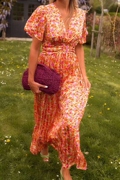 Women's Floral V-Neck Maxi Dress