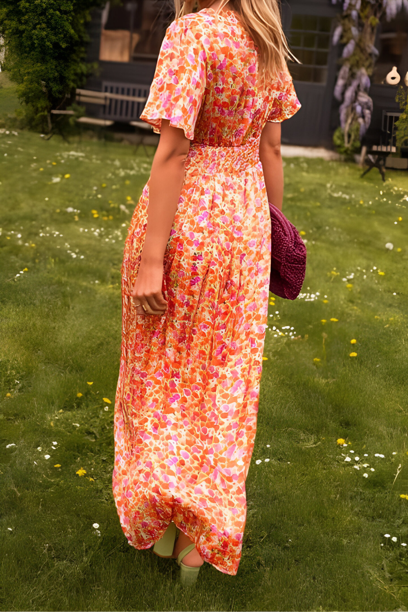 Women's Floral V-Neck Maxi Dress
