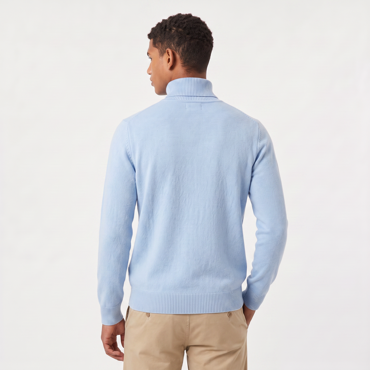 Men's Classic Ribbed Wool Turtleneck Sweater