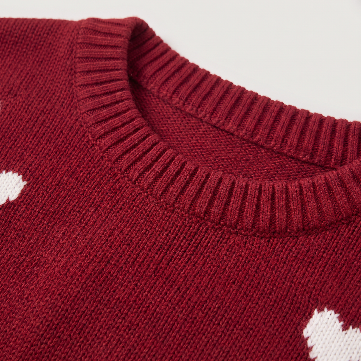 Women's Casual Knitted Heart Pattern Drop Shoulder Jumper