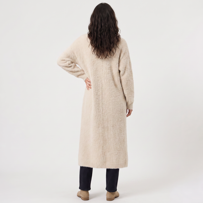 Women's Casual Fluffy Knit Longline Open-Front Cardigan