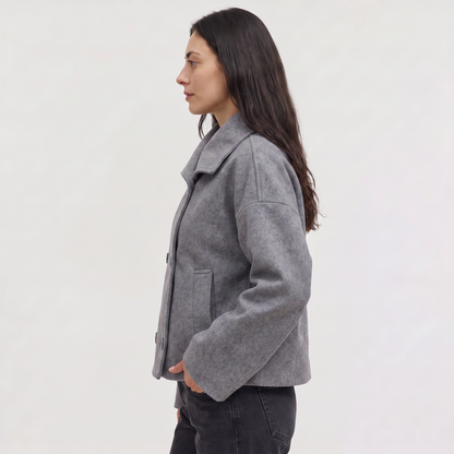 Women's Casual Double-Breasted Oversized Wool Jacket