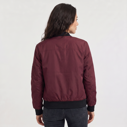 Women's Casual Contrast Trim Bomber Jacket