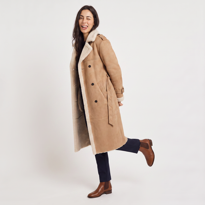 Women's Classic Borg-Lined Longline Aviator Coat