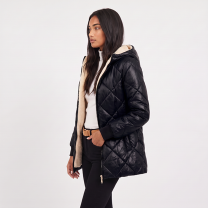 Women's Quilted Hooded Mid-Length Jacket