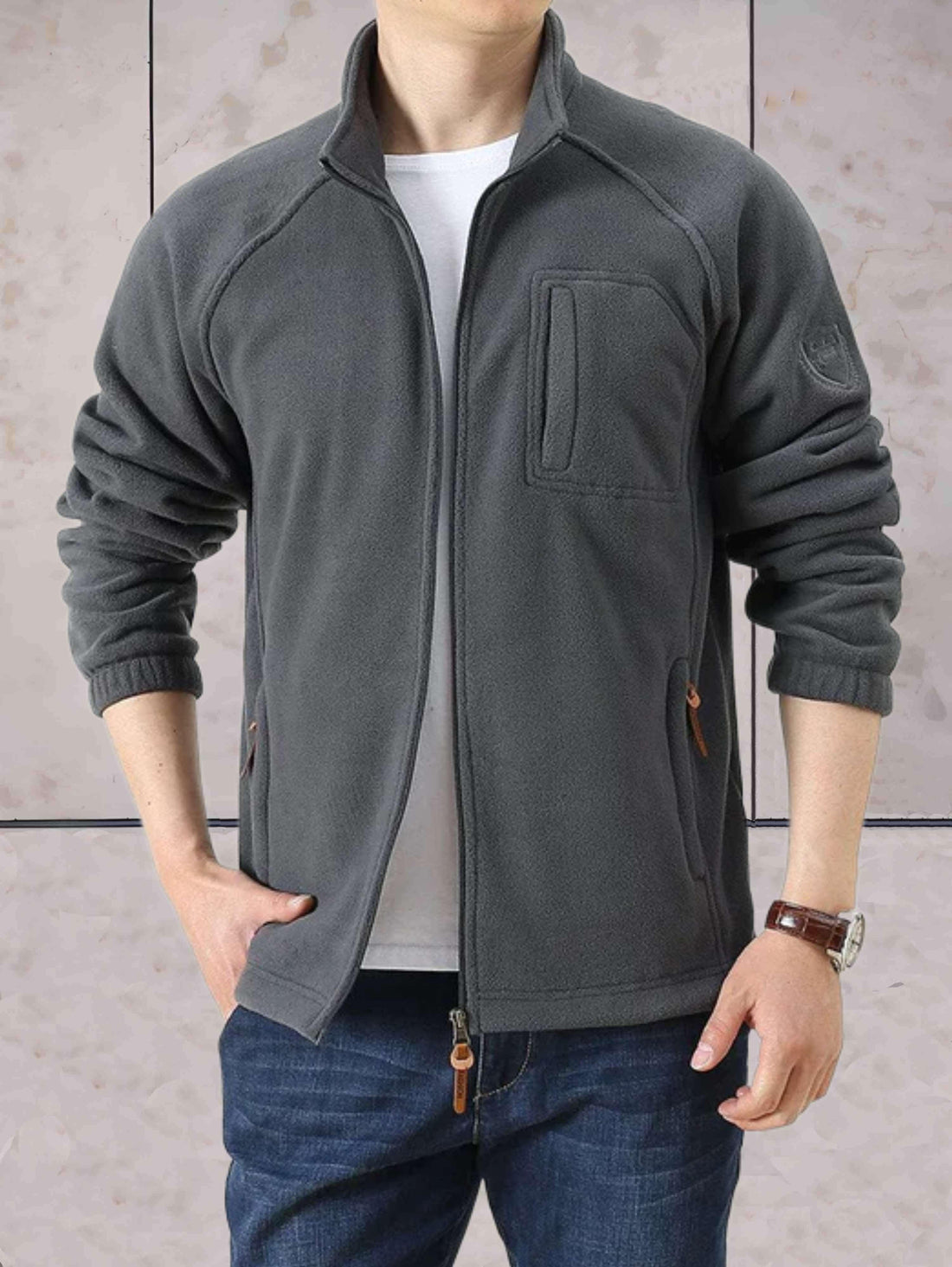 Colorblock Fleece Zip Up Jacket