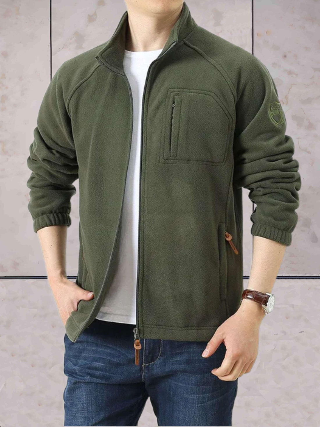 Colorblock Fleece Zip Up Jacket