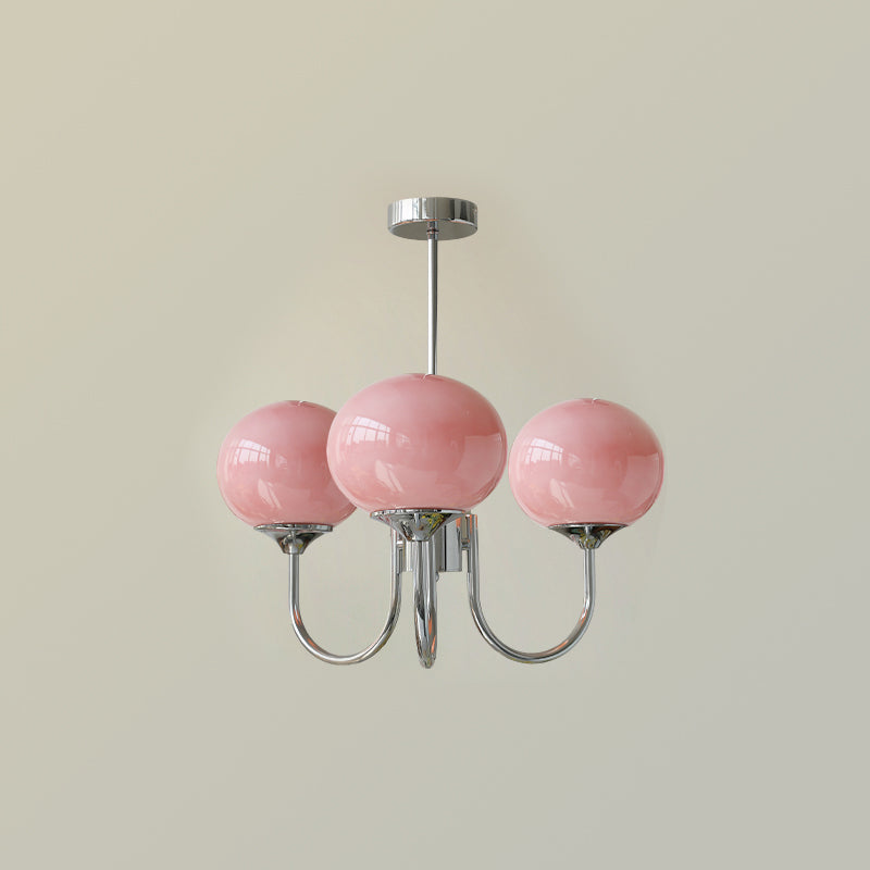 Elegant Crystal Chandelier With Pink Glass Shades