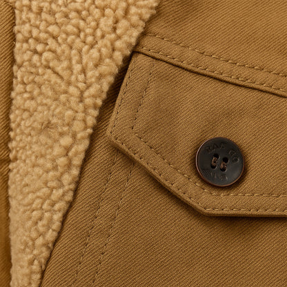 Warm Synthetic Lined Zip Up Denim Jacket