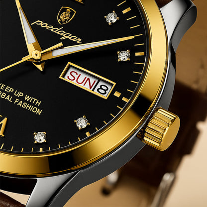 Elegant Classic Mens Watch - Genuine Leather Band