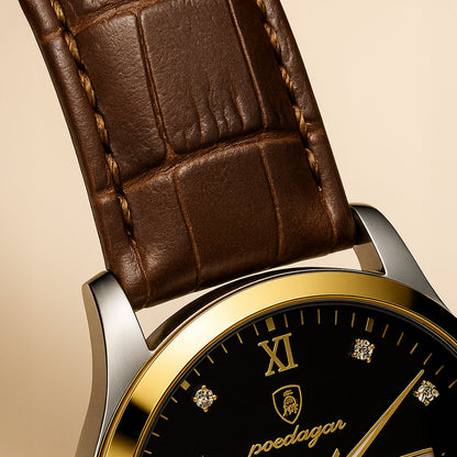 Elegant Classic Mens Watch - Genuine Leather Band