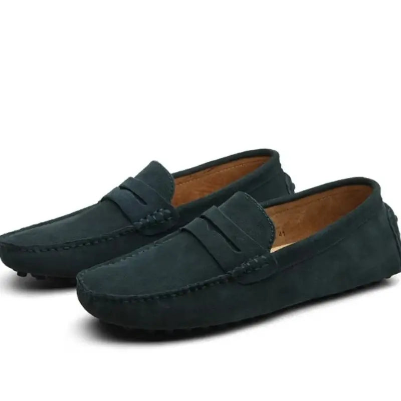 Sleek Black Leather Slip On Shoes for Men