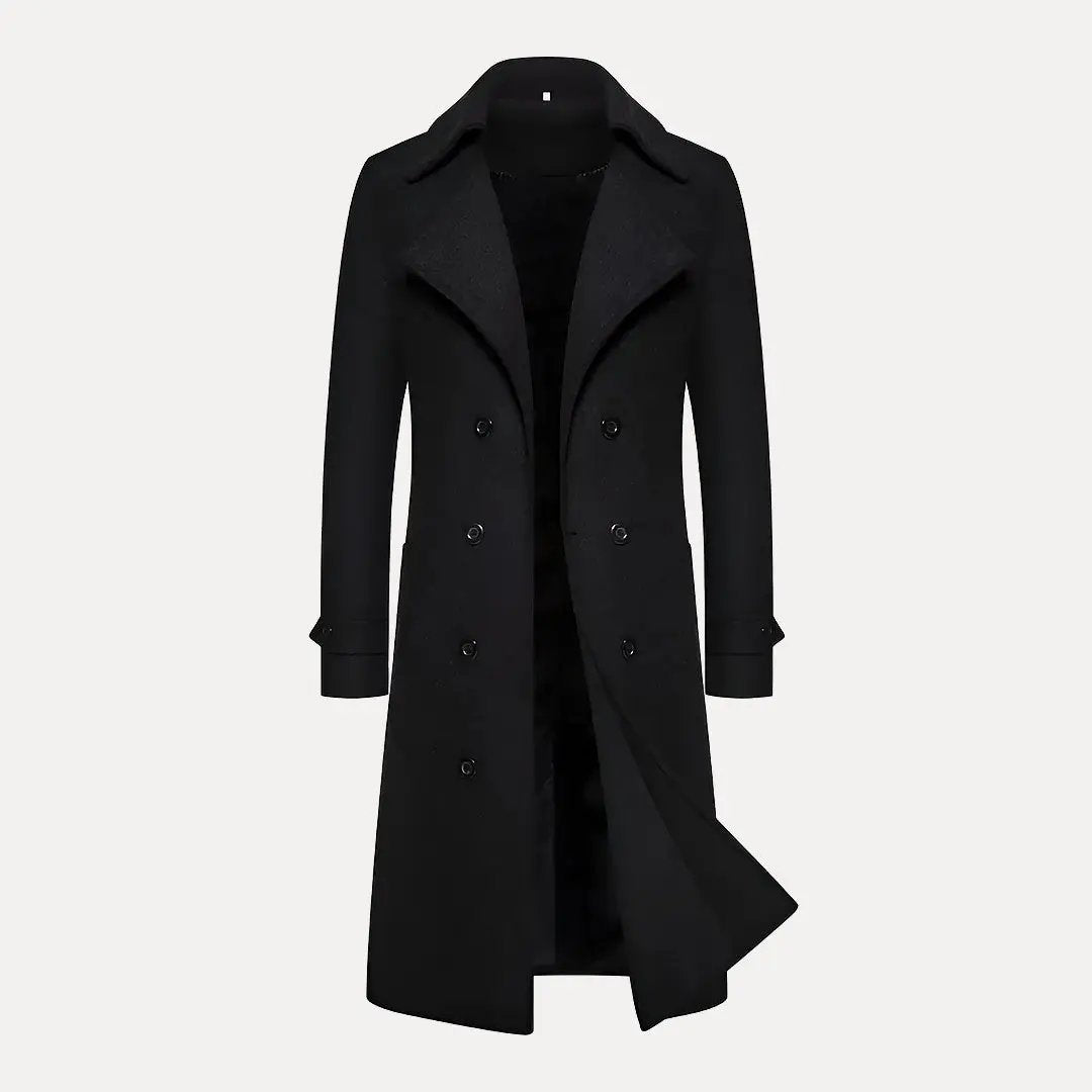 Men's Wool Double-Breasted Trench Coat