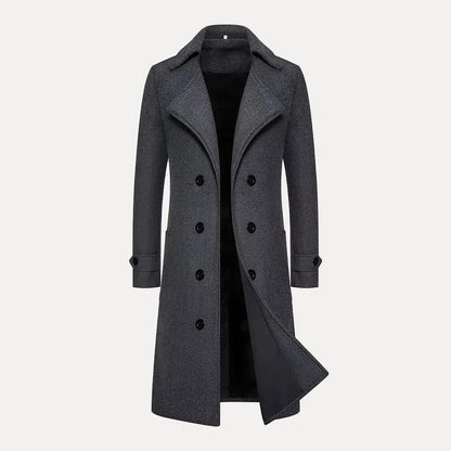 Men's Wool Double-Breasted Trench Coat