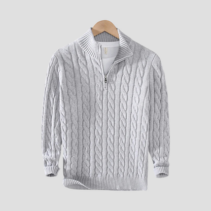 Thick Cable Knit Quarter Zip Sweater for Men